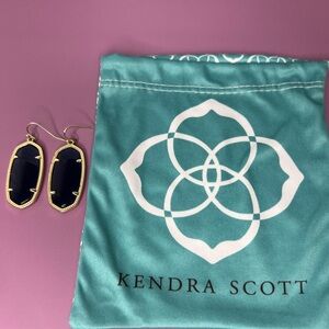 Kendra Scott - Dark Blue in Gold Color Drop Earrings- 1.75 Inch L, .75 Inch W